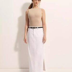 Express High Waisted White Denim Maxi Skirt 0